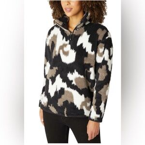 Eddie Bauer Black and White Fleece Pullover XL